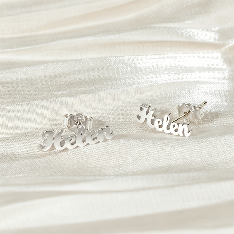 Custom Cursive Name Stud Earrings, Personalized Gift for Her